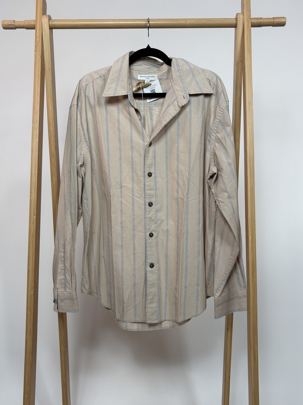 PF-1414 Banana Republic Tan Striped Button Down Top